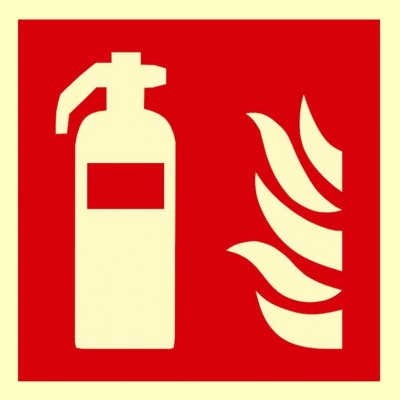 Gaśnica - znak przeciwpożarowy ISO 7010 (płyta świecąca)